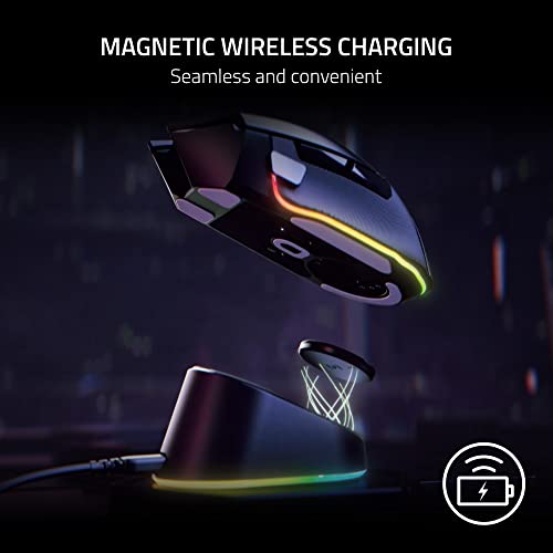 Razer Mouse Dock Pro mit kabellosem Ladepuck: magnetisches kabelloses Laden - Integrierter HyperPolling 8K Hz Transceiver - Anti-Rutsch-Basis - Chroma RGB-Beleuchtung - Klassisches Schwarz Bild 2