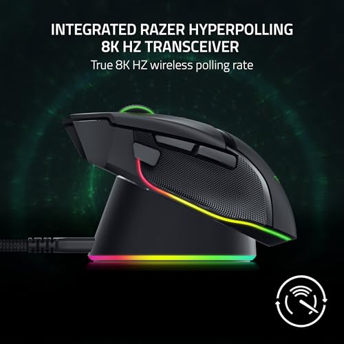 Razer Mouse Dock Pro mit kabellosem Ladepuck: magnetisches kabelloses Laden - Integrierter HyperPolling 8K Hz Transceiver - Anti-Rutsch-Basis - Chroma RGB-Beleuchtung - Klassisches Schwarz Bild 3