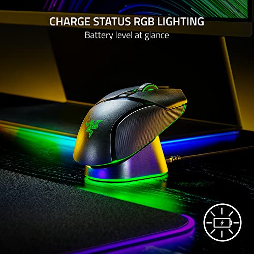 Razer Mouse Dock Pro mit kabellosem Ladepuck: magnetisches kabelloses Laden - Integrierter HyperPolling 8K Hz Transceiver - Anti-Rutsch-Basis - Chroma RGB-Beleuchtung - Klassisches Schwarz Bild 5