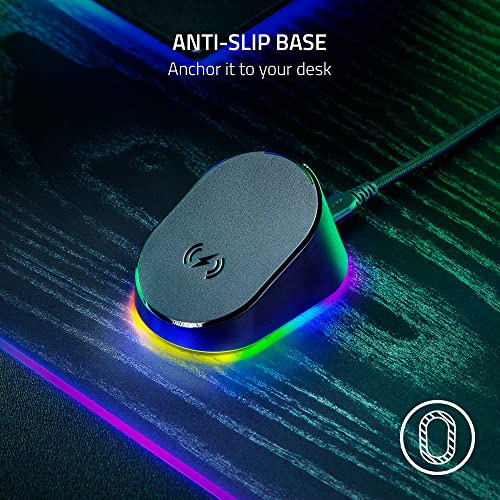 Razer Mouse Dock Pro mit kabellosem Ladepuck: magnetisches kabelloses Laden - Integrierter HyperPolling 8K Hz Transceiver - Anti-Rutsch-Basis - Chroma RGB-Beleuchtung - Klassisches Schwarz Bild 6