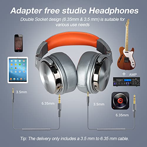 OneOdio Over Ear Kopfhörer mit Kabel, HiFi Studiokopfhörer mit Hi-Res, 50mm Treiber, Share-Port, Große Ohrmuscheln, 6,35 & 3,5mm Klinke, Geschlossene DJ Headphones für Podcast, Handy, PC (Pro 50) Bild 6