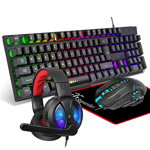 DGG Gaming-Tastatur und Maus, Kopfhörer, Mauspad, All-in-One-Kombination für PC-Gamer und Xbox- und PS4-Benutzer Bild 1