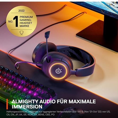 SteelSeries Arctis Nova 3 - Multi-System Gaming-Headset – Hi-Fi-Treiber – 360° Surround-Sound –RGB-Beleuchtung – Memory Foam-Ohrpolster – Ultraleicht – ClearCast Gen 2-Mikrofon – PC, PS5, PS4, Switch Bild 4