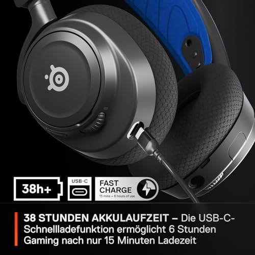 SteelSeries Arctis Nova 7P Wireless Multi-Plattform Gaming-Headset– PS5,PC – Magnetische Neodym-Treiber– 2,4 GHz + Mischbarer Bluetooth-Sound – 38 Std. Akkulaufzeit– ClearCast Gen 2 KI-Mik Bild 3