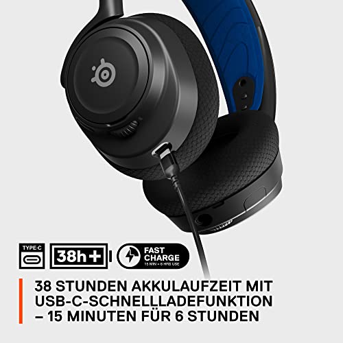SteelSeries Arctis Nova 7P Wireless Multi-Plattform Gaming-Headset– PS5,PC – Magnetische Neodym-Treiber– 2,4 GHz + Mischbarer Bluetooth-Sound – 38 Std. Akkulaufzeit– ClearCast Gen 2 KI-Mik Bild 6