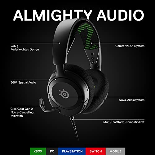 SteelSeries Arctis Nova 1X - Multi-System Gaming-Headset – Xbox, PC, PS5, PS4 – Hi-Fi-Treiber – 360° Surround-Sound – Memory Foam-Ohrpolster – Mikrofon mit Geräuschunterdrückung Bild 2