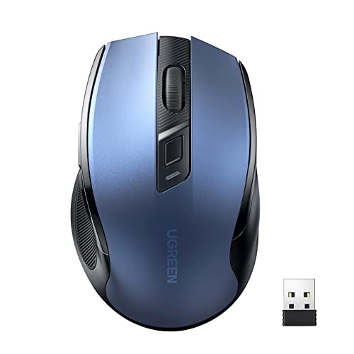 UGREEN 2.4G Maus kabellos mit 4000 DPI, Ergonomisches Design, Wireless Mouse mit USB Empfänger, 18 Monate Akkulaufzeit, funkmaus kompatibel mit Laptop Computer Windows macOS Linux (Blau) Bild 1
