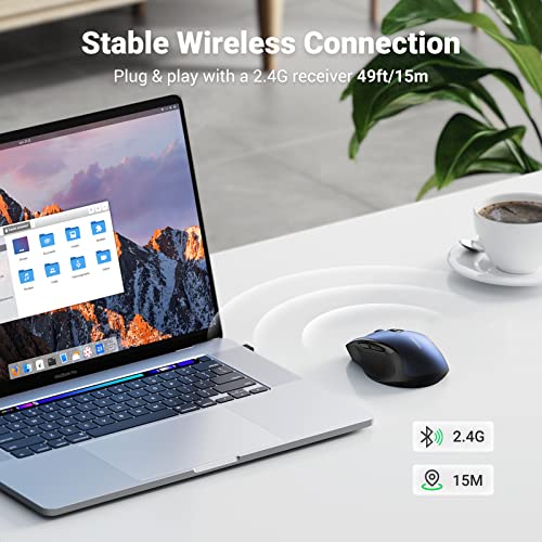 UGREEN 2.4G Maus kabellos mit 4000 DPI, Ergonomisches Design, Wireless Mouse mit USB Empfänger, 18 Monate Akkulaufzeit, funkmaus kompatibel mit Laptop Computer Windows macOS Linux (Blau) Bild 4