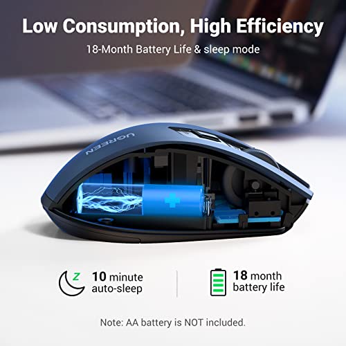 UGREEN 2.4G Maus kabellos mit 4000 DPI, Ergonomisches Design, Wireless Mouse mit USB Empfänger, 18 Monate Akkulaufzeit, funkmaus kompatibel mit Laptop Computer Windows macOS Linux (Blau) Bild 5