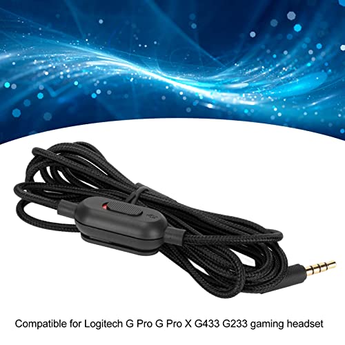 Ersatz Audio Aux Kabel für G Pro, G Pro X, G433, G233 Gaming Headset, Kabel Aux Kabel Ersatz mit Inline Stummschaltung, Lautstärkeregler, 6,6 Fuß(Schwarz) Bild 2
