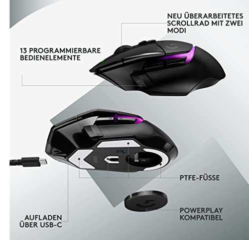 Logitech G G502 X PLUS Optische kabellose Gaming-Maus und G915 TKL Mechanische kabellose Gaming-Tastatur ohne Ziffernblock – LIGHTSYNC RGB, LIGHTSPEED – PC/Notebooks, Schwarz Bild 6
