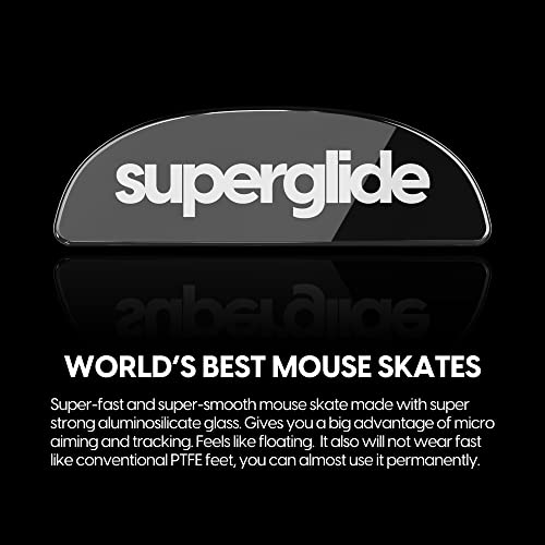 Superglide – Schnellste und glatteste Mausfüße/Skates aus ultrastarkem, makellosem Glas, superschnelle, Glatte und langlebige Sohle für Pulsar X2 & X2 Mini kabellose Gaming-Maus (schwarz) Bild 2