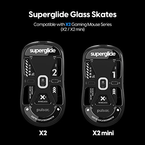 Superglide – Schnellste und glatteste Mausfüße/Skates aus ultrastarkem, makellosem Glas, superschnelle, Glatte und langlebige Sohle für Pulsar X2 & X2 Mini kabellose Gaming-Maus (schwarz) Bild 3