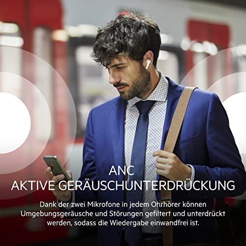 Belkin SOUNDFORM Flow True Wireless Noise-Cancelling-Kopfhörer, kabellos, Bluetooth-Kopfhörer, schweiß- und spritzwassergeschützt, Schutzart IPX5, 31 Std. Betrieb, für iPhone, Galaxy, Pixel – Weiß Bild 5