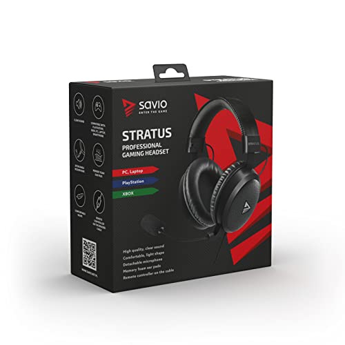 SAVIO Kopfhörer Gaming Headset mit Mikrofon Stratus Kopfhoerer - Kabelgebundene Kopfhörer mit 40mm Treiber - Leichtes und Komfortables Design Bild 3