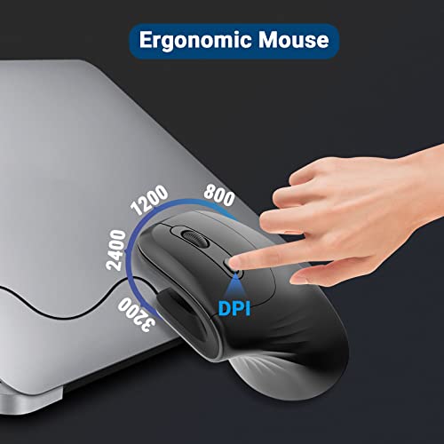 Super Space Vertikale kabelgebundene Maus 800/1200/2400/3200 DPI, ergonomische Computermaus mit 6 Tasten, kabelgebundene Gaming-Maus für Laptop, Desktop, PC,Schwarz, Geschenk für Männer Frauen Bild 4