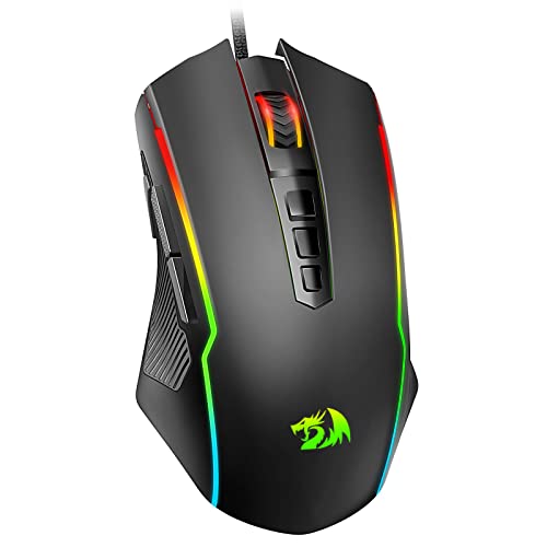 Redragon Gaming Maus, Gaming Mouse mit RGB und Einstellbar 8000 DPI, Maus mit 9 programmierbare Tasten und Feuertaste, RGB Gaming Maus mit ergonomisches Design f¨¹r MMO/FPS/PC/Windows/Mac, M910-K Bild 1
