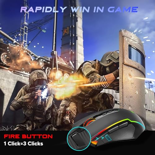 Redragon Gaming Maus, Gaming Mouse mit RGB und Einstellbar 8000 DPI, Maus mit 9 programmierbare Tasten und Feuertaste, RGB Gaming Maus mit ergonomisches Design f¨¹r MMO/FPS/PC/Windows/Mac, M910-K Bild 4