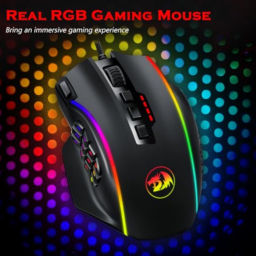 Redragon Optische RGB MMO Maus mit 12 Seitentasten,kabelgebundene Gaming Maus mit 12400DPI,8 * 2.4g Gewicht Tuning,19 programmierbare Tasten for PC Laptop,M901K Bild 6