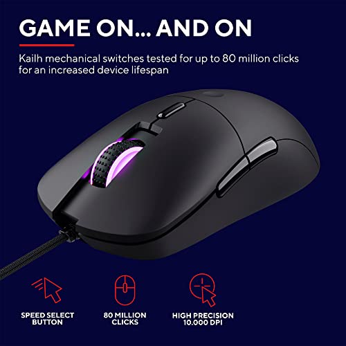 Trust Gaming GXT 981 Redex Federleichte Gaming-Maus, 200-10.000 DPI, 80-Mill-Kailh-Schaltern, Optischer Sensor, RGB-Maus, 6 Programmierbare Tasten, PC-Maus für Laptop, Computer, Windows – Schwarz Bild 2