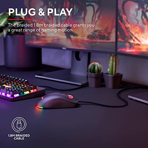 Trust Gaming GXT 981 Redex Federleichte Gaming-Maus, 200-10.000 DPI, 80-Mill-Kailh-Schaltern, Optischer Sensor, RGB-Maus, 6 Programmierbare Tasten, PC-Maus für Laptop, Computer, Windows – Schwarz Bild 5