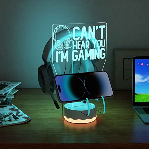 Ammonite Kopfhörer Controller Ständer Light up, 16 Farben 3D LED Lichter Headset Gamepad Halter, Game Controller Hänger für alle Universal Gaming PC Zubehör Bild 4