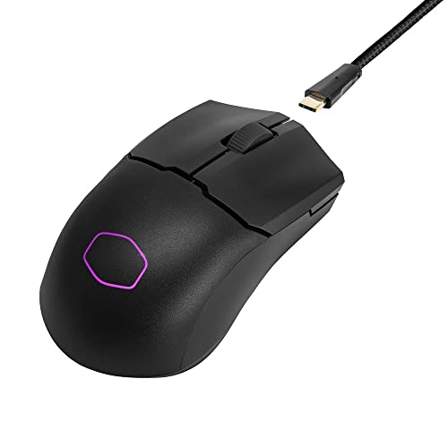 Cooler Master MM712 RGB Gaming-Maus – Ultralight 59g, Hybrid Wireless, 19K DPI PAW3370 Optischer Sensor, 70 Millionen Klicks optische Schalter, On-The-Fly, MasterPlus+ (38K DPI, nur PC) – Schwarz Bild 1