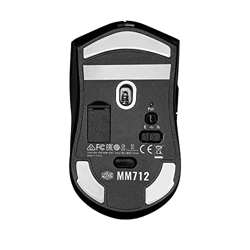 Cooler Master MM712 RGB Gaming-Maus – Ultralight 59g, Hybrid Wireless, 19K DPI PAW3370 Optischer Sensor, 70 Millionen Klicks optische Schalter, On-The-Fly, MasterPlus+ (38K DPI, nur PC) – Schwarz Bild 6