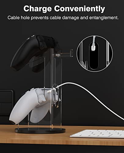 MoKo Game Controller Halter/Headset Ständer, 2 In 1 Acryl Universalhalterung für Switch/Switch 2 PS4 PS5 Xbox One Xbox Series Halterung Gaming Zubehör, Controller Kopfhörer Halterung, Schwarz&Klar Bild 4
