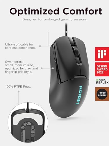 Lenovo Legion M300s RGB Gaming-Maus, bis zu 8000 DPI, 6 programmierbare Tasten, RGB 16,8 Millionen Farben Bild 3