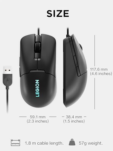 Lenovo Legion M300s RGB Gaming-Maus, bis zu 8000 DPI, 6 programmierbare Tasten, RGB 16,8 Millionen Farben Bild 6