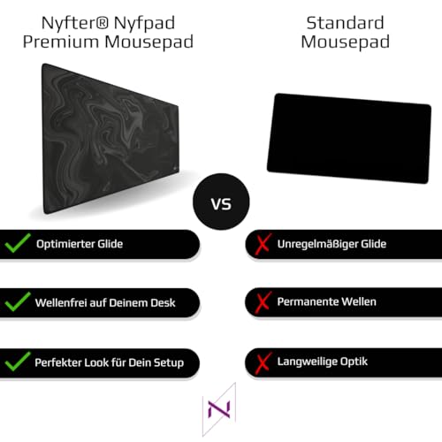 NYFTER - Premium 3XL Gaming Mauspad XXXL Nyfpad 1200x600mm Mousepad im Liquid Design Wellenfrei mit extra vernähten Kanten und starker Gleitfähigkeit Bild 4