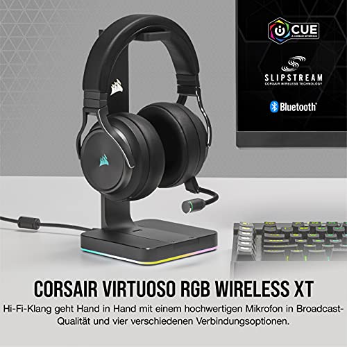 Corsair Virtuoso RGB Wireless High-Fidelity Gaming Headset (Slipstream Technologie, 7.1 Surround Sound, iCUE RGB, für PC, Xbox One, PS4, Switch und Mobilgeräte) carbon (Generalüberholt) Bild 2