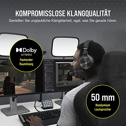 Corsair Virtuoso RGB Wireless High-Fidelity Gaming Headset (Slipstream Technologie, 7.1 Surround Sound, iCUE RGB, für PC, Xbox One, PS4, Switch und Mobilgeräte) carbon (Generalüberholt) Bild 4