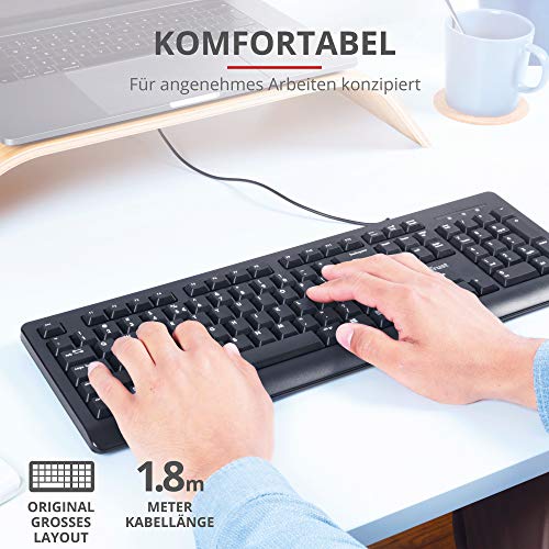 LYCANDER LMC380 Gaming-Maus, kabelgebunden, 1, 5 m Kabel & Trust 24092 Taro Kabelgebundene Tastatur, Deutsches QWERTZ Layout, Leise Tasten, Spritzwassergeschützt, Schwarz Bild 6