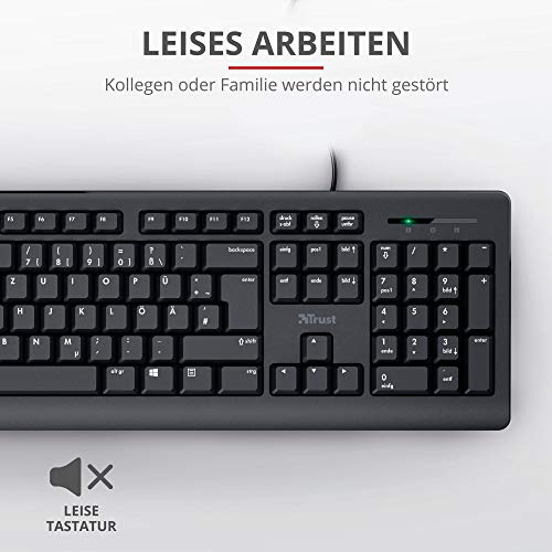 LYCANDER LMC380 Gaming-Maus, kabelgebunden, 1, 5 m Kabel & Trust 24092 Taro Kabelgebundene Tastatur, Deutsches QWERTZ Layout, Leise Tasten, Spritzwassergeschützt, Schwarz Bild 7
