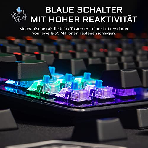 THE G-LAB Keyz Carbon V3 Mechanische Gaming-Tastatur QWERTZ Blue Switches & Razer DeathAdder Essential (2021) - Essentielle Gaming-Maus mit optischem 6.400-DPI-Sensor Schwarz Bild 3