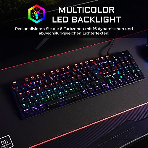 THE G-LAB Keyz Carbon V3 Mechanische Gaming-Tastatur QWERTZ Blue Switches & Razer DeathAdder Essential (2021) - Essentielle Gaming-Maus mit optischem 6.400-DPI-Sensor Schwarz Bild 4