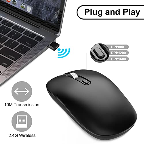 cimetech Maus Kabellos USB C Mouse Slim Beidhändig 2.4G Leise Mini Maus Kabellos Silent Mouse für Mac Laptop PC Computer Tablet Tragbar Bild 2