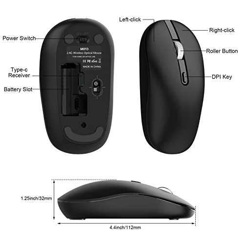 cimetech Maus Kabellos USB C Mouse Slim Beidhändig 2.4G Leise Mini Maus Kabellos Silent Mouse für Mac Laptop PC Computer Tablet Tragbar Bild 6
