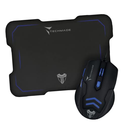 TECHMADE USB-Maus mit Kabel + Gaming-Maus-Pad TM-M016 (Blau) Bild 1