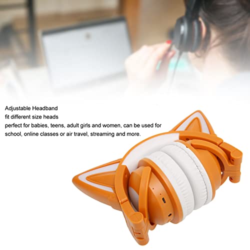Yunseity Bluetooth-Headset mit Katzenohren, Kabelloser Faltbarer Kopfhörer mit 7 LED-Lichteffekten, Süßes Over-Ear-Gaming-Headset mit Eingebautem Mikrofon für Smartphones, Tablets, PCs, Laptops(Gelb) Bild 4
