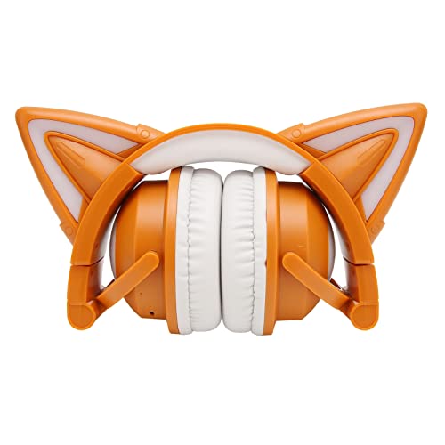 Yunseity Bluetooth-Headset mit Katzenohren, Kabelloser Faltbarer Kopfhörer mit 7 LED-Lichteffekten, Süßes Over-Ear-Gaming-Headset mit Eingebautem Mikrofon für Smartphones, Tablets, PCs, Laptops(Gelb) Bild 6