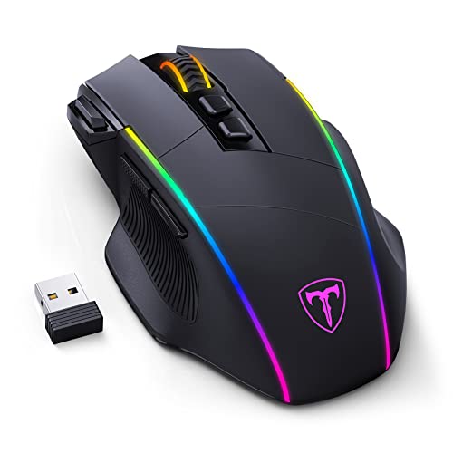 RisoPhy Gaming Maus Kabellose RGB,2.4G/USB-C/Bluetooth Maus mit 8 Programmierbare Tasten/10000DPI/7 RGB Beleuchtung,Wireless Ergonomische Maus für PC/Mac Gamer Bild 1
