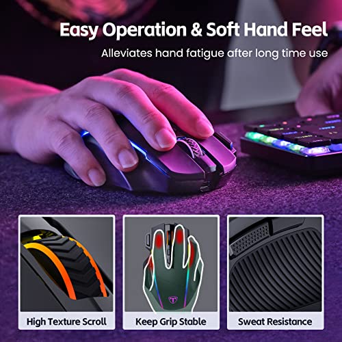 RisoPhy Gaming Maus Kabellose RGB,2.4G/USB-C/Bluetooth Maus mit 8 Programmierbare Tasten/10000DPI/7 RGB Beleuchtung,Wireless Ergonomische Maus für PC/Mac Gamer Bild 4