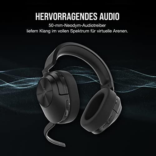 Corsair HS55 Wireless CORE Leichtes Gaming Headset - Omnidirektionales Mikrofon - Neodym-Treiber - Bis zu 50 ft Reichweite - iCUE-Kompatibel - PC, PS4, Nintendo Switch - Carbon Bild 3