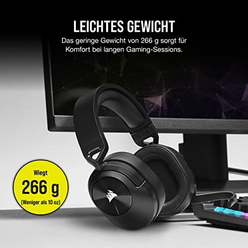 Corsair HS55 Wireless CORE Leichtes Gaming Headset - Omnidirektionales Mikrofon - Neodym-Treiber - Bis zu 50 ft Reichweite - iCUE-Kompatibel - PC, PS4, Nintendo Switch - Carbon Bild 5