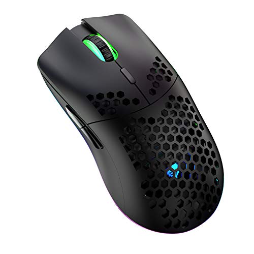Kabellose Gaming Maus, Hohl Geschnitztes Design, Bunt, Wiederaufladbar, Langlebig, 2.4 G 4 Einstellbare 3200-DPI-Stufen, 7 Tasten, Optischer Sensor Für E-Sportb Arbeit(Schwarz) Bild 1