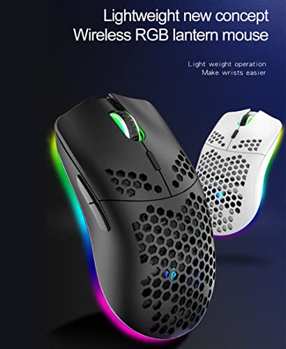 Kabellose Gaming Maus, Hohl Geschnitztes Design, Bunt, Wiederaufladbar, Langlebig, 2.4 G 4 Einstellbare 3200-DPI-Stufen, 7 Tasten, Optischer Sensor Für E-Sportb Arbeit(Schwarz) Bild 3