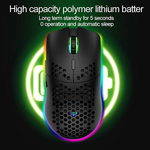 Kabellose Gaming Maus, Hohl Geschnitztes Design, Bunt, Wiederaufladbar, Langlebig, 2.4 G 4 Einstellbare 3200-DPI-Stufen, 7 Tasten, Optischer Sensor Für E-Sportb Arbeit(Schwarz) Bild 6